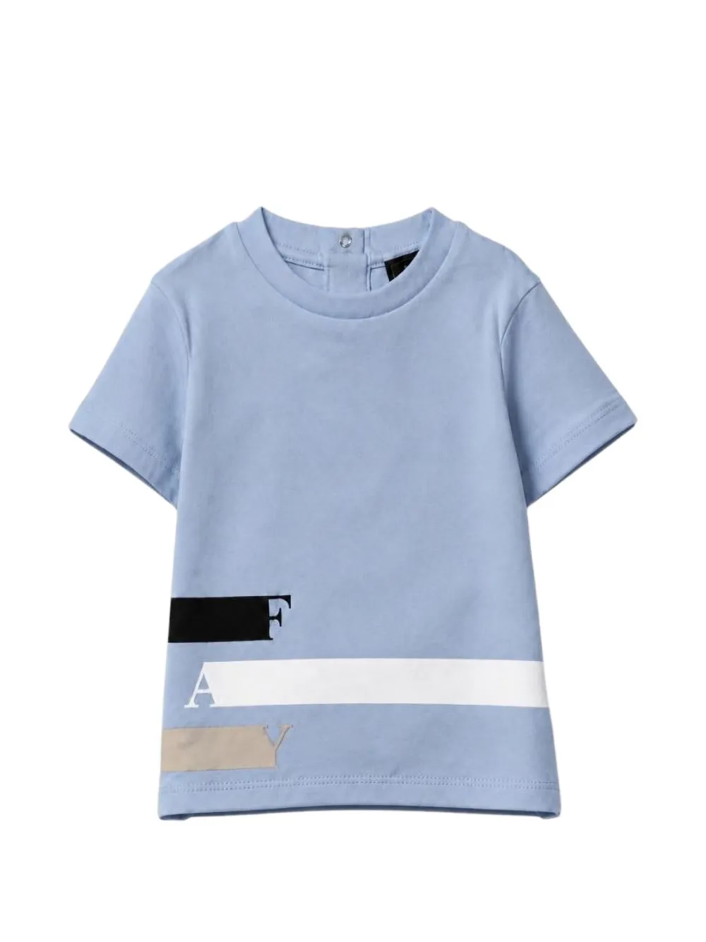 Fay Kids logo-print press-stud T-shirt - Blu