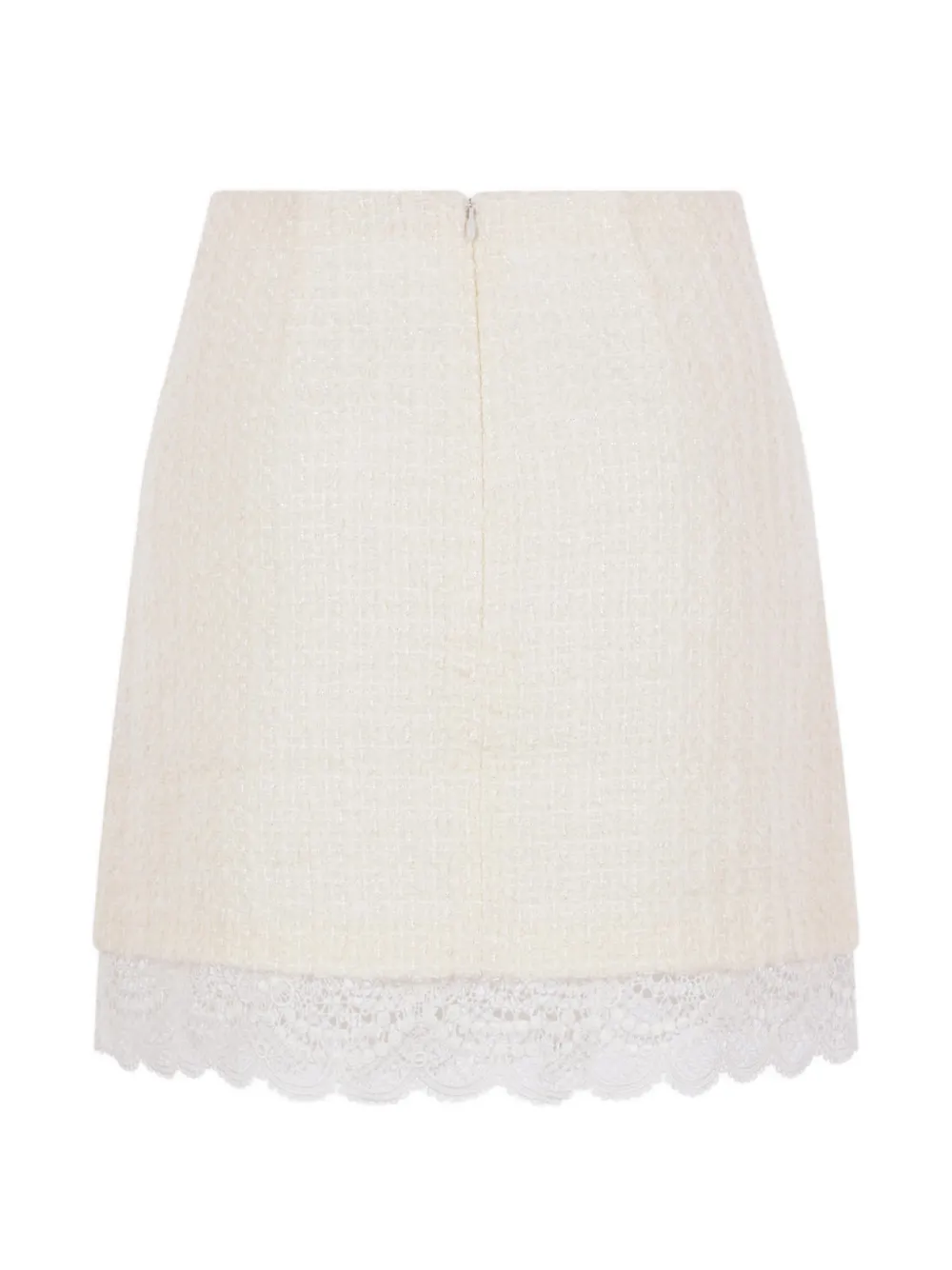 Self-Portrait Bouclé mini-rok met kanten afwerking Beige