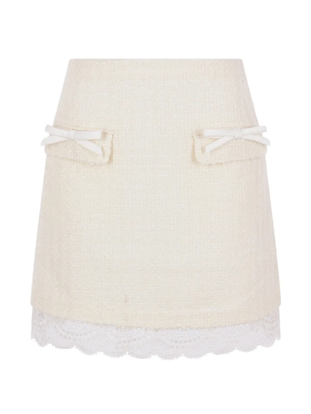 Self-Portrait bow-detail A-line midi skirt - Toni neutri