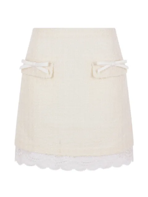 Self-Portrait bouclé lace-trim mini skirt