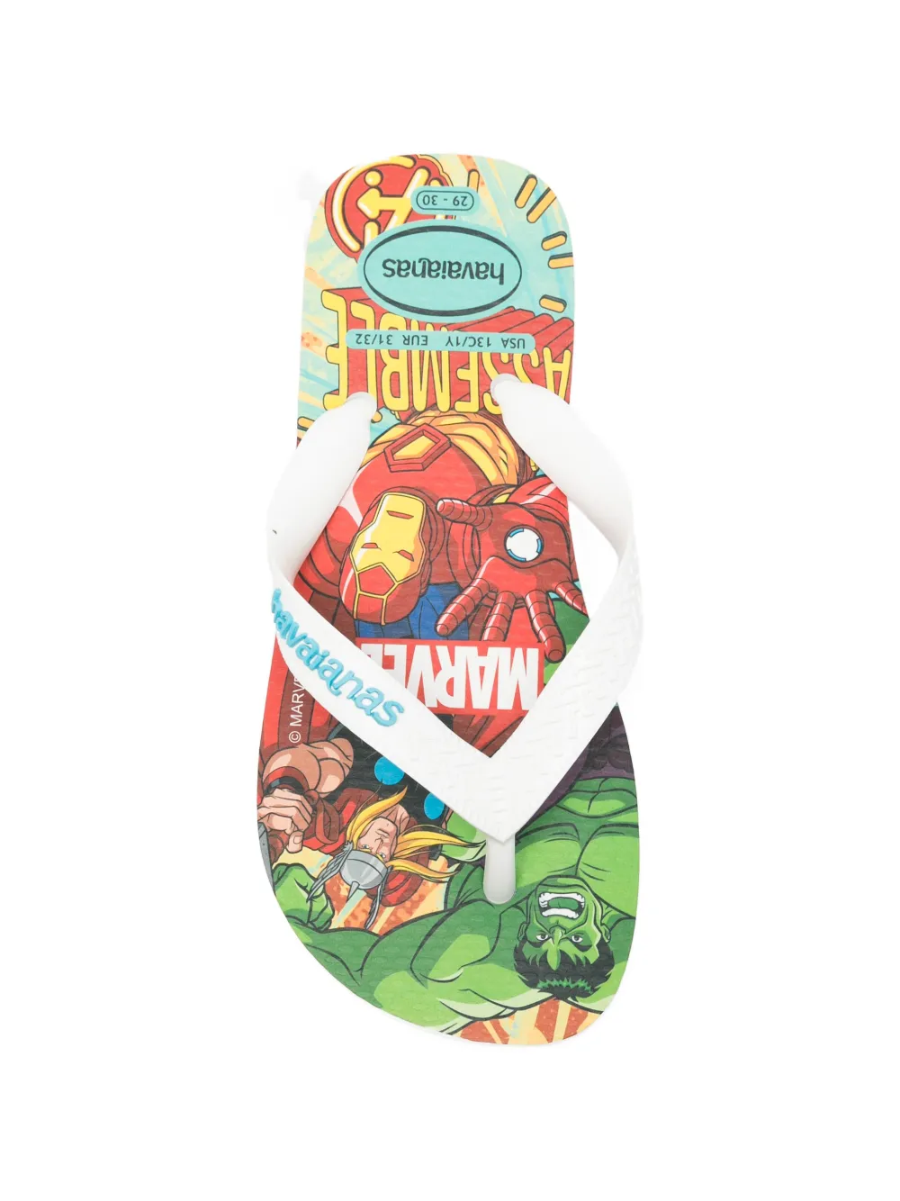 Havaianas Kids x Marvel logo-print flip flops Wit