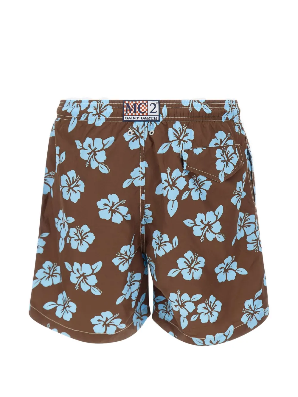 MC2 Saint Barth Lighting Tiki zwembroek met hibiscusprint Bruin