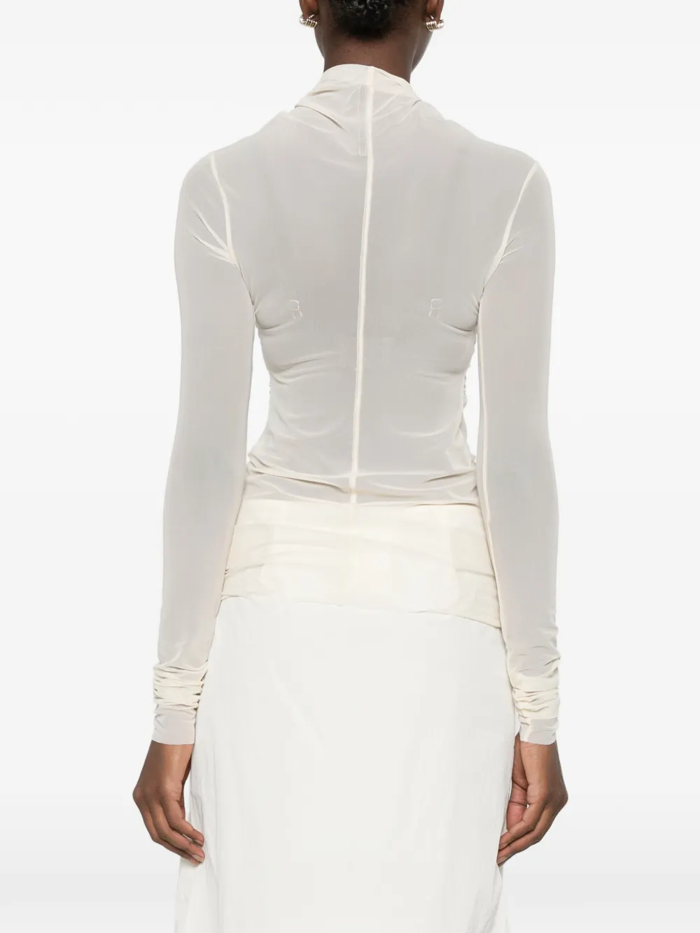 Rick Owens Lilies Kairo top met ruches en lange mouwen Beige