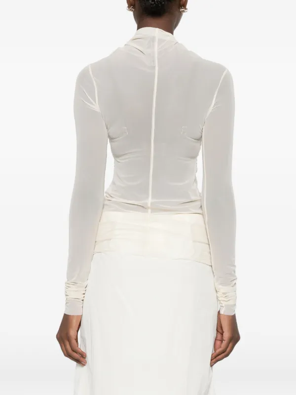 Rick Owens Lilies Kairo Ruched long-sleeve Top | Neutrals | FARFETCH