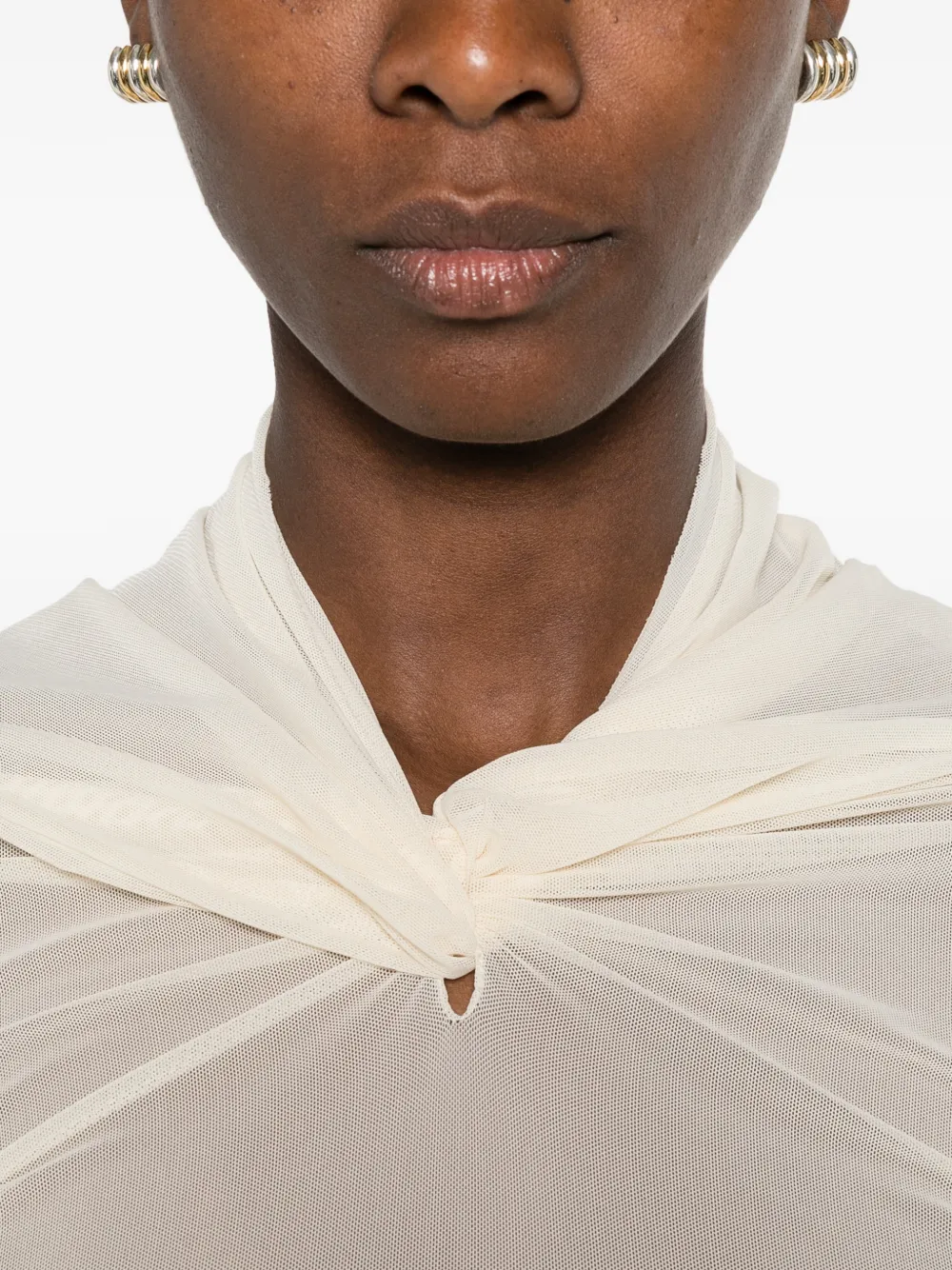Rick Owens Lilies Kairo top met ruches en lange mouwen Beige