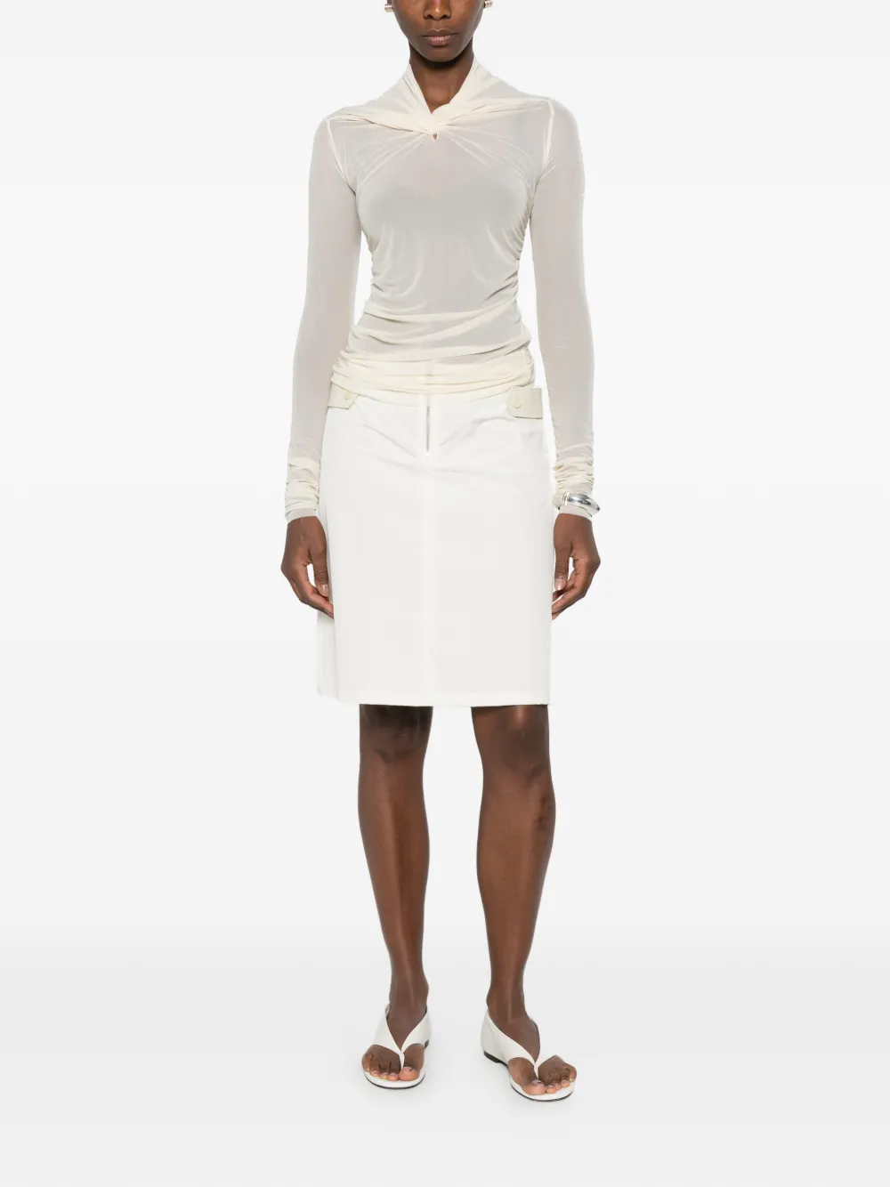 Rick Owens Lilies Kairo top met ruches en lange mouwen Beige