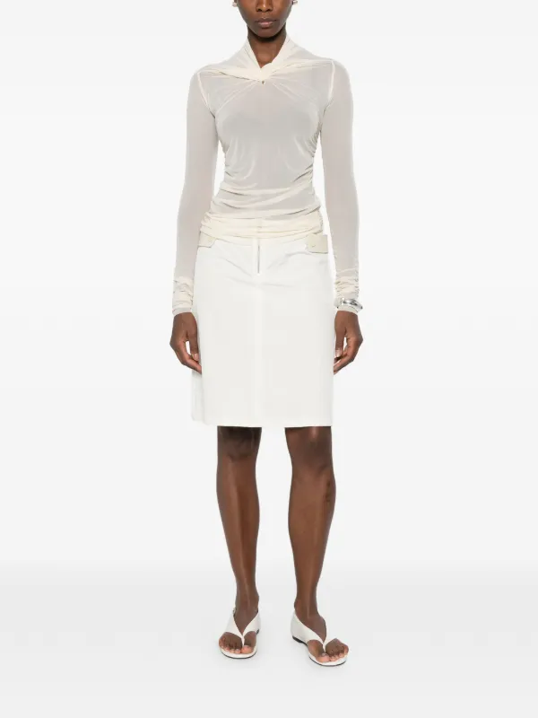 Rick Owens Lilies Kairo Ruched long-sleeve Top | Neutrals | FARFETCH