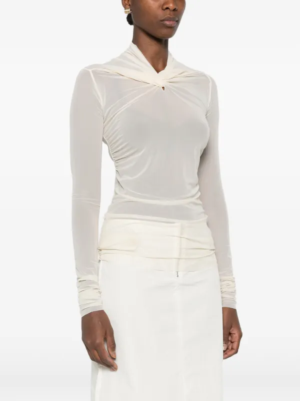 Rick Owens Lilies Kairo Ruched long-sleeve Top | Neutrals | FARFETCH