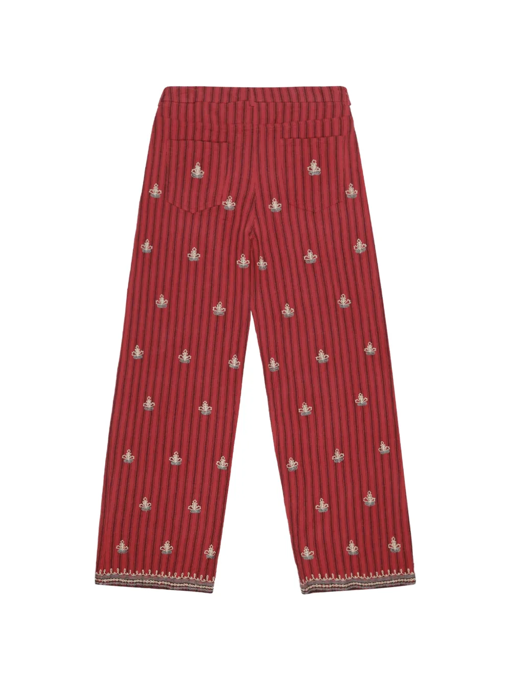 MAISON HOTEL Tito gestreepte broek met borduurwerk Rood