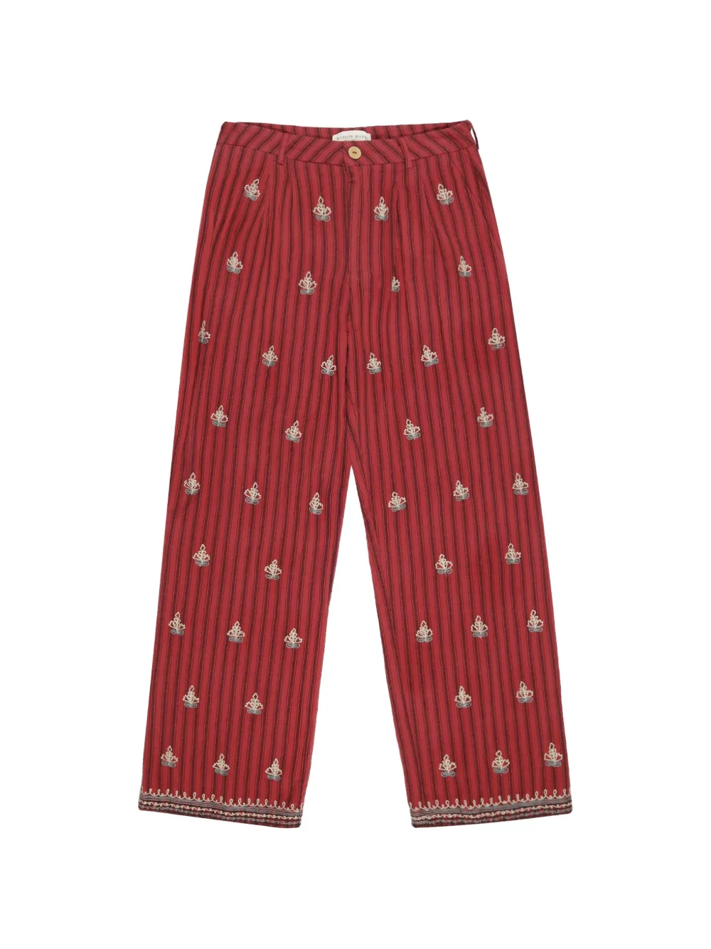 MAISON HOTEL Tito embroidered striped trousers - Rot