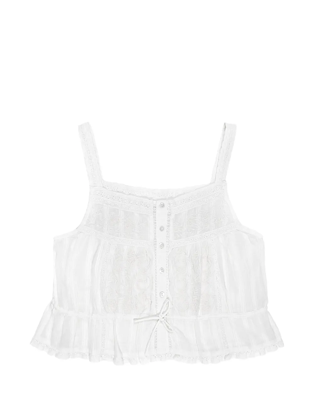 MAISON HOTEL Constanza lace-trimmed embroidered top - Bianco