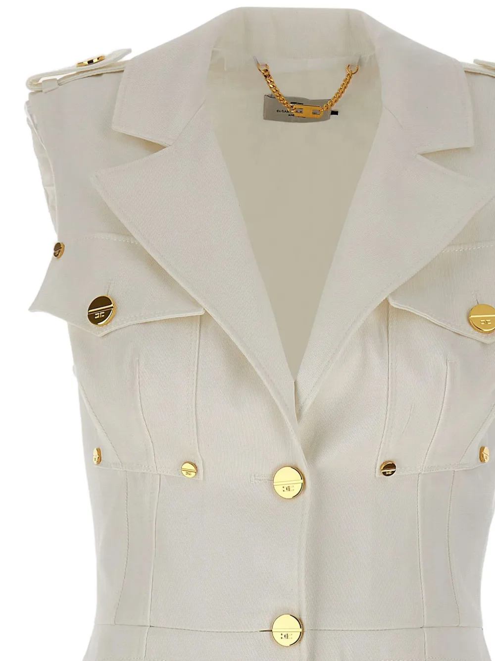 Elisabetta Franchi Mouwloze mini-jurk met zakdetail Wit