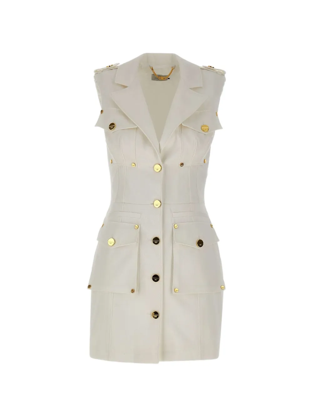 Elisabetta Franchi sleeveless pocket-detail mini dress - Weiß