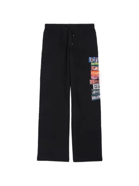 Balenciaga bumper stickers baggy sweatpants in black