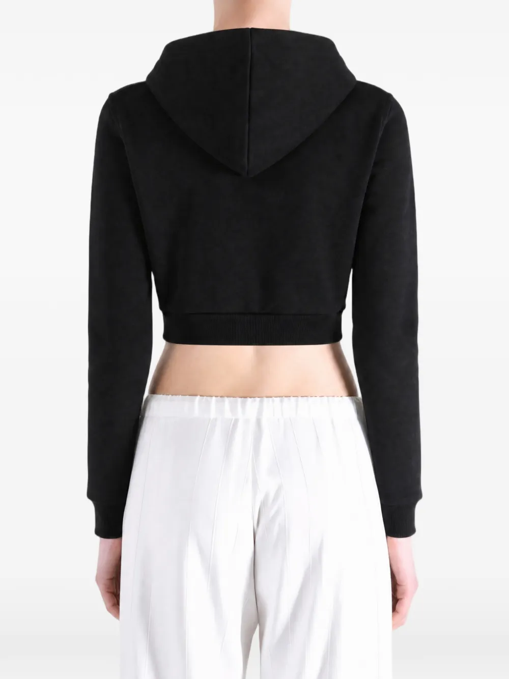 Balenciaga Cropped hoodie met logoprint en rits Zwart