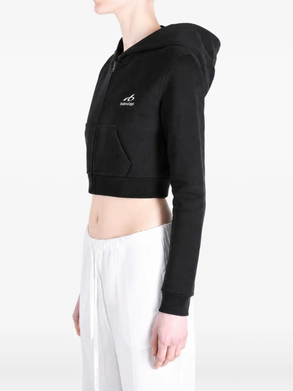  Balenciaga Sudadera Corta Con Capucha Y Logo - Negro 