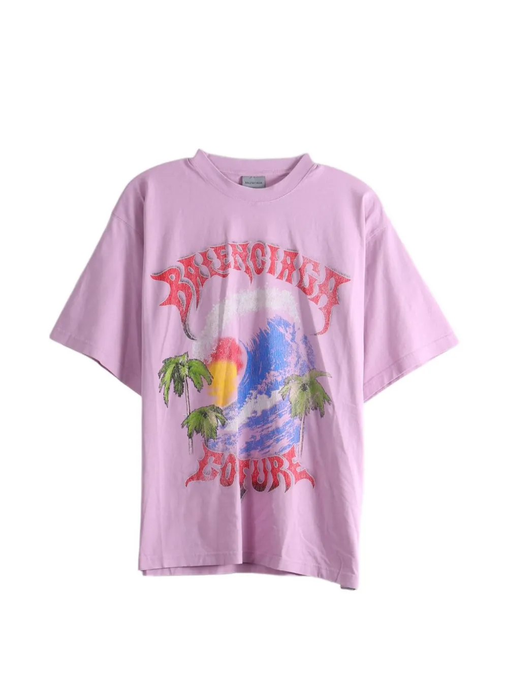 Balenciaga graphic-print oversized T-shirt - Rosa