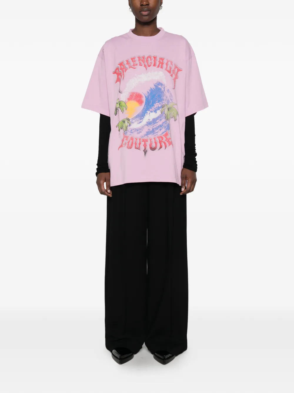 Balenciaga Surfer oversized T-shirt Roze