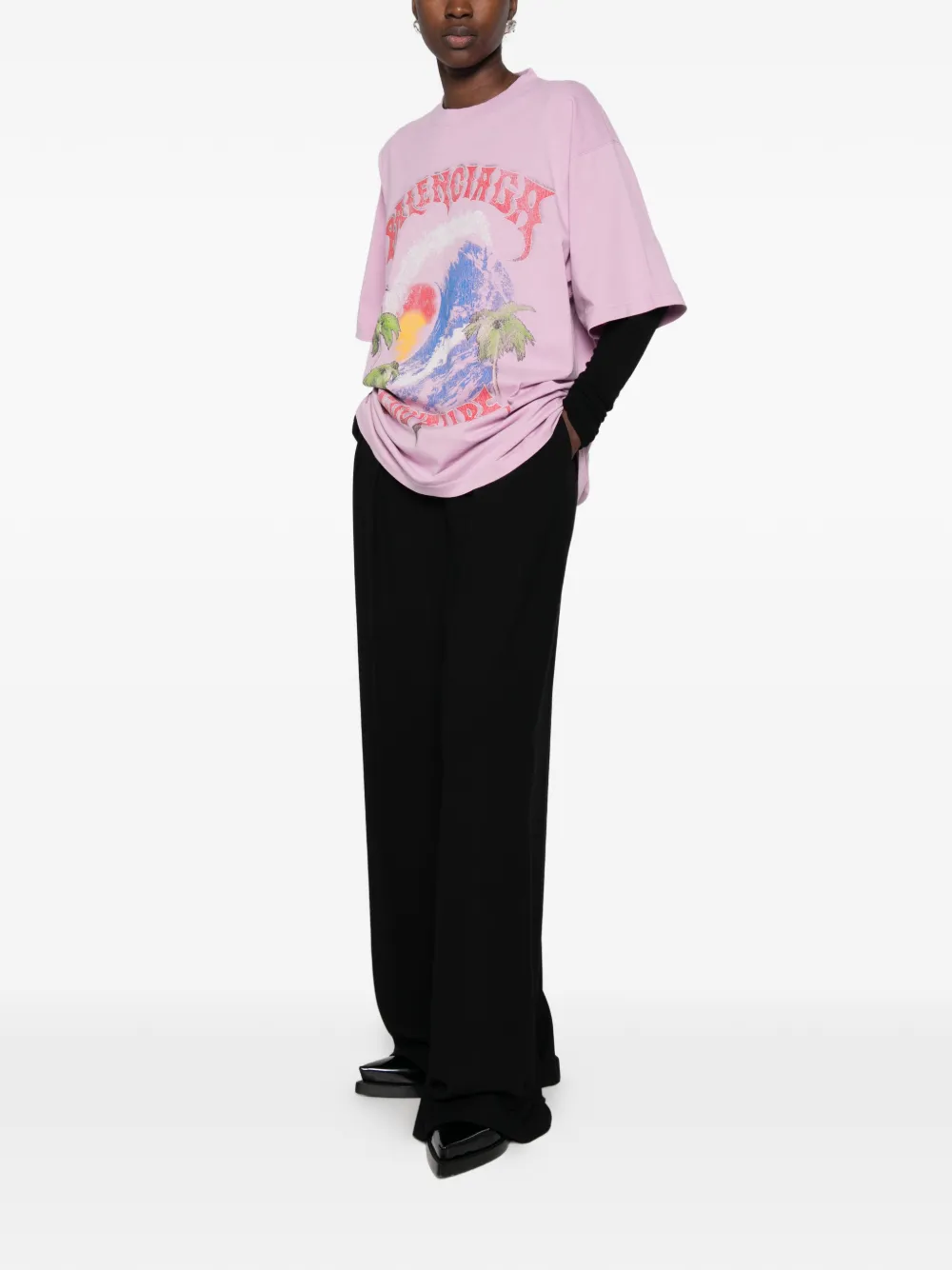 Balenciaga Surfer oversized T-shirt Roze