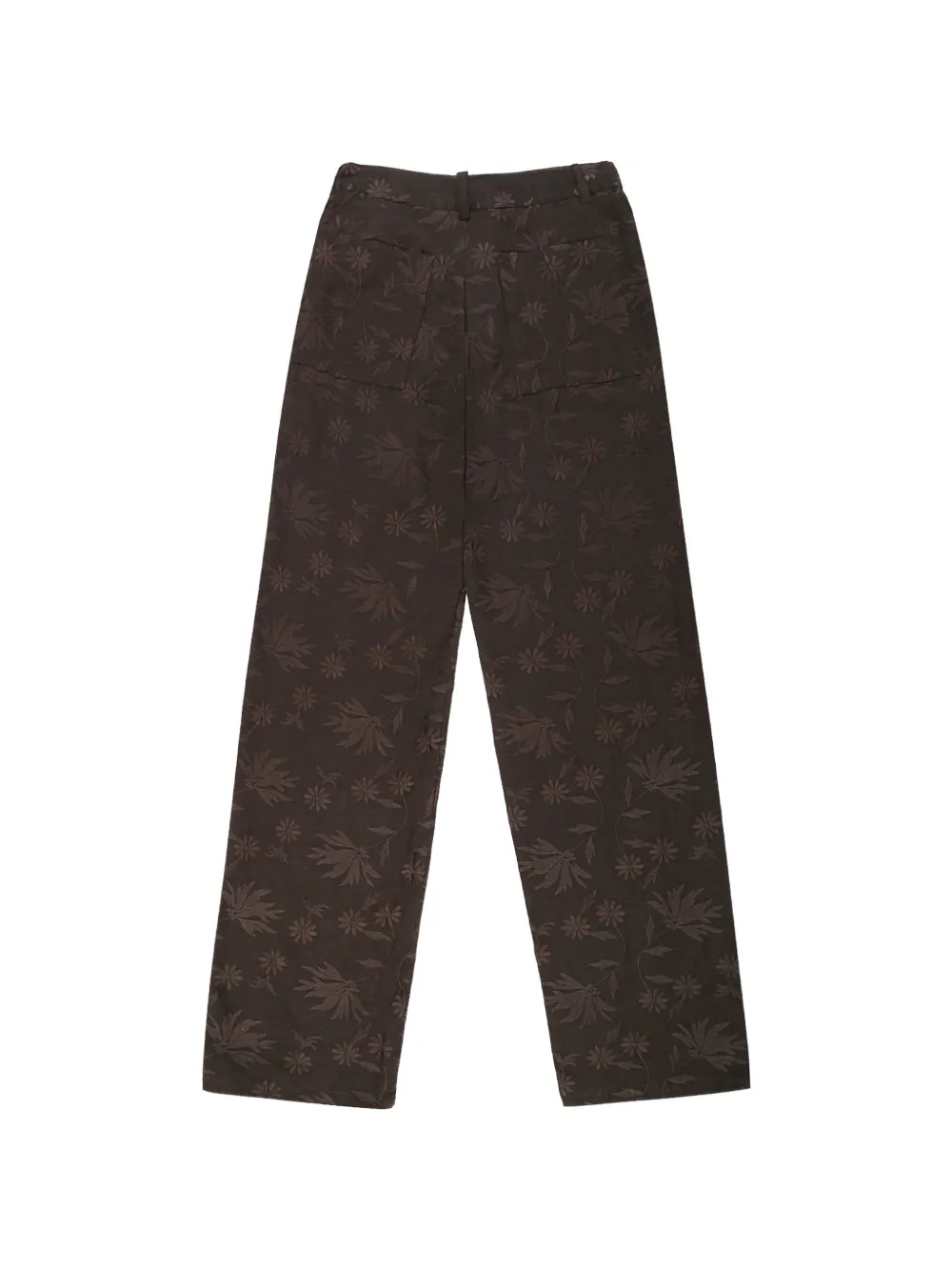 MAISON HOTEL Xian broek met geborduurde bloemen Zwart