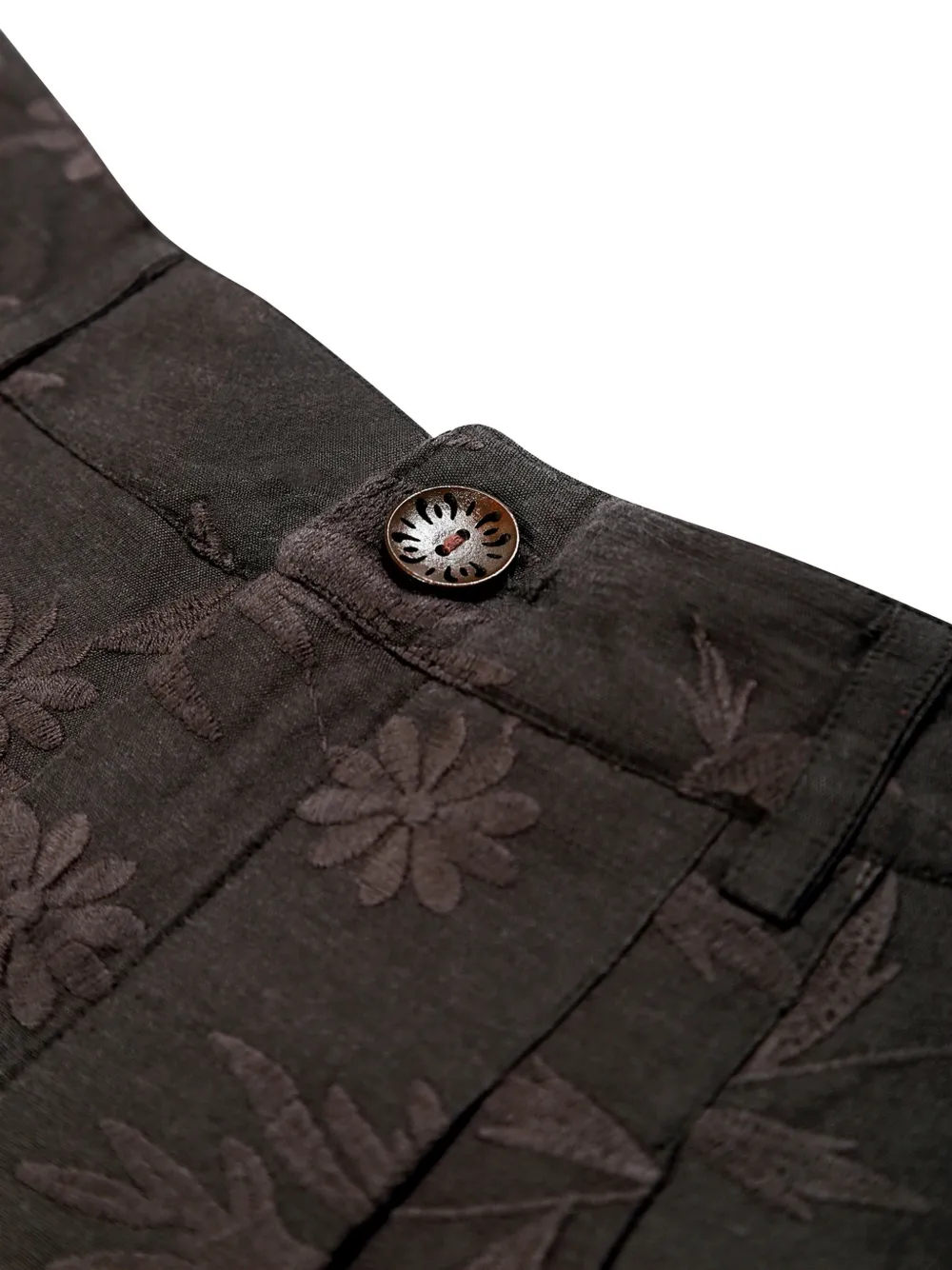 MAISON HOTEL Xian broek met geborduurde bloemen Zwart