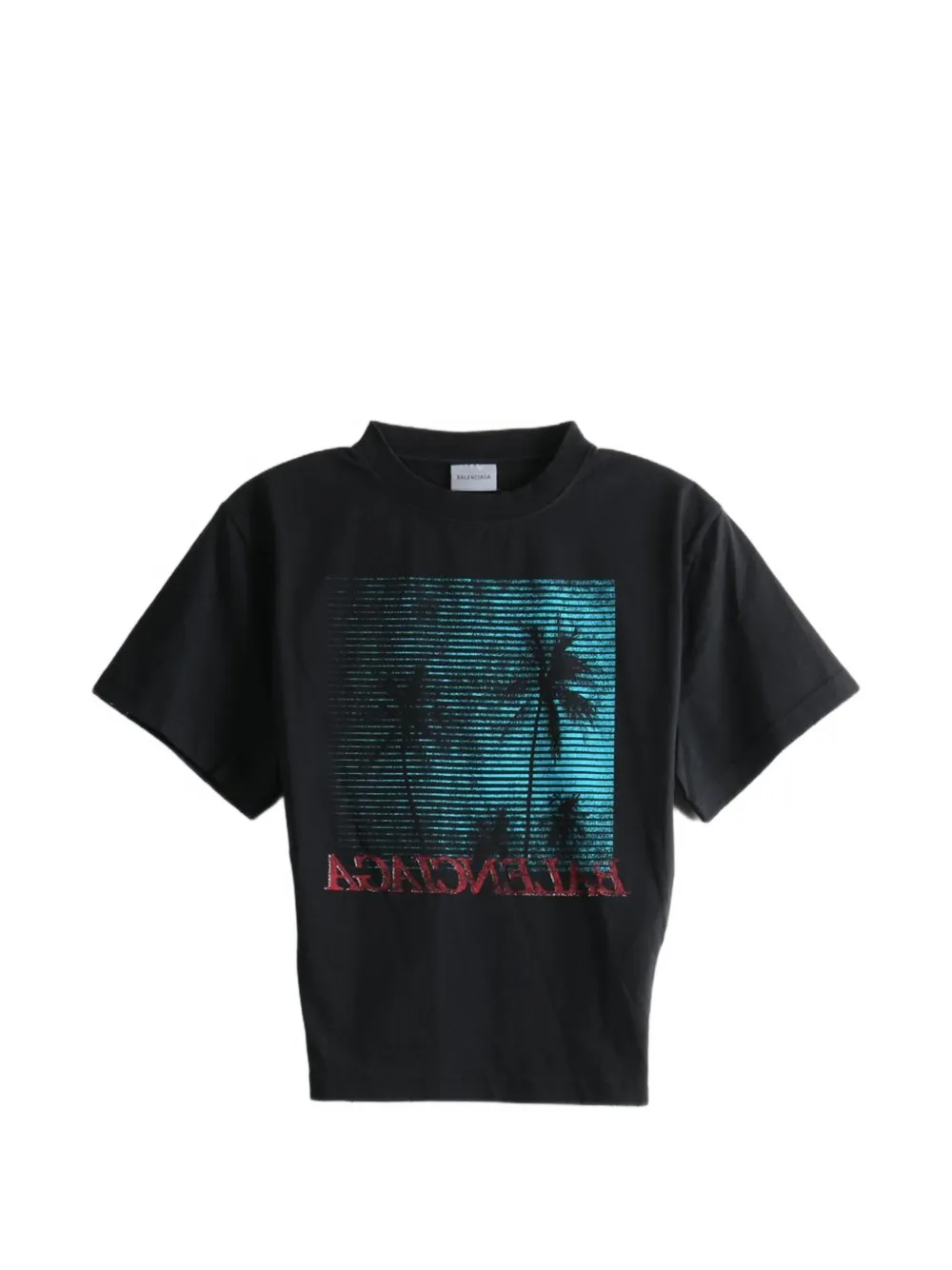 Balenciaga graphic-print cropped T-shirt - Schwarz