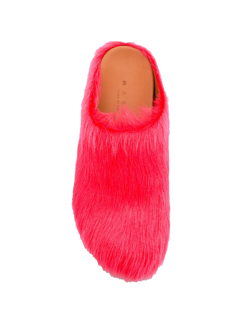Marni Fussbett long-hair calfskin leather mules Roze