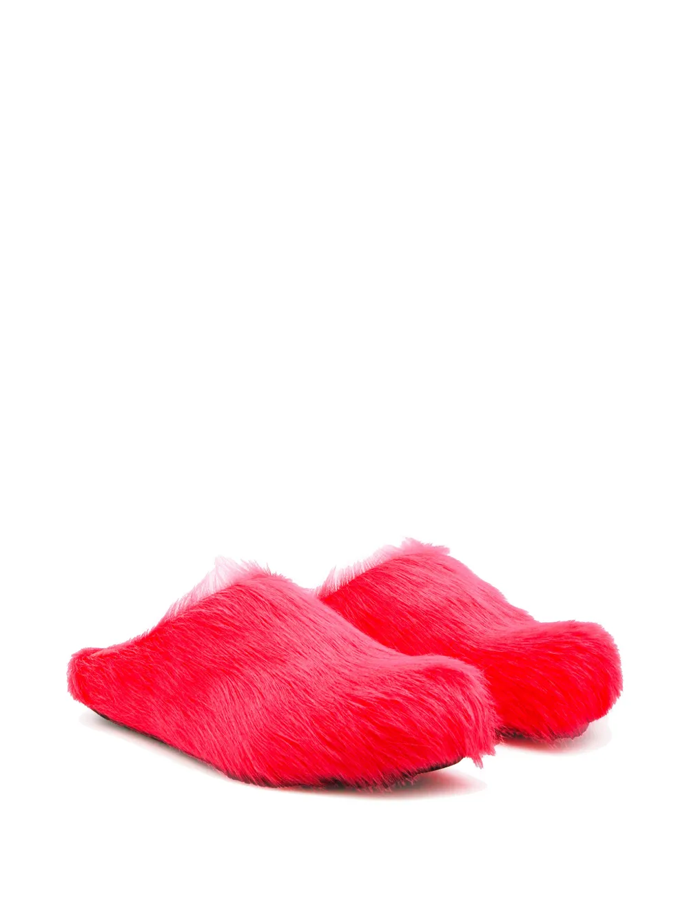 Marni Fussbett long-hair calfskin leather mules Roze