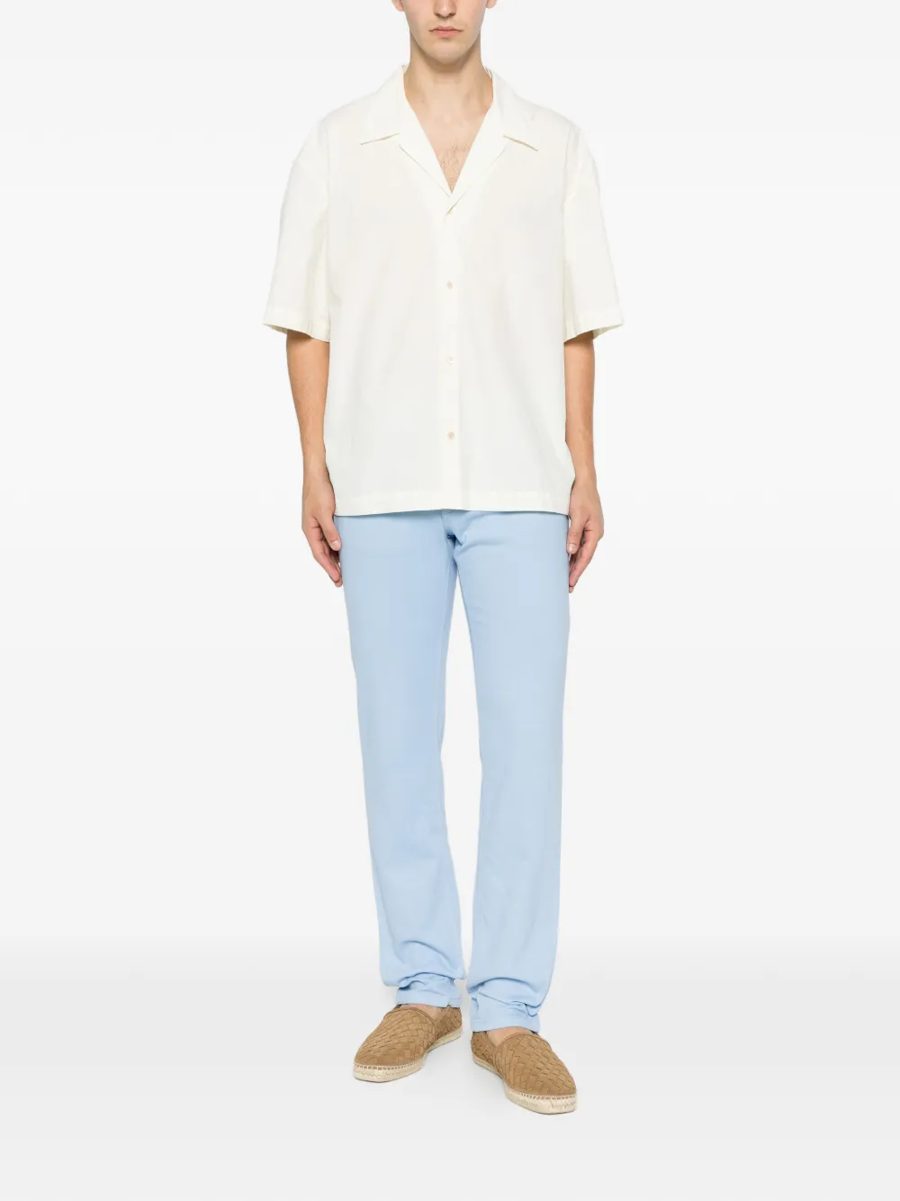 Brioni Regular-fit jeans met logopatch en vijf zakken Blauw