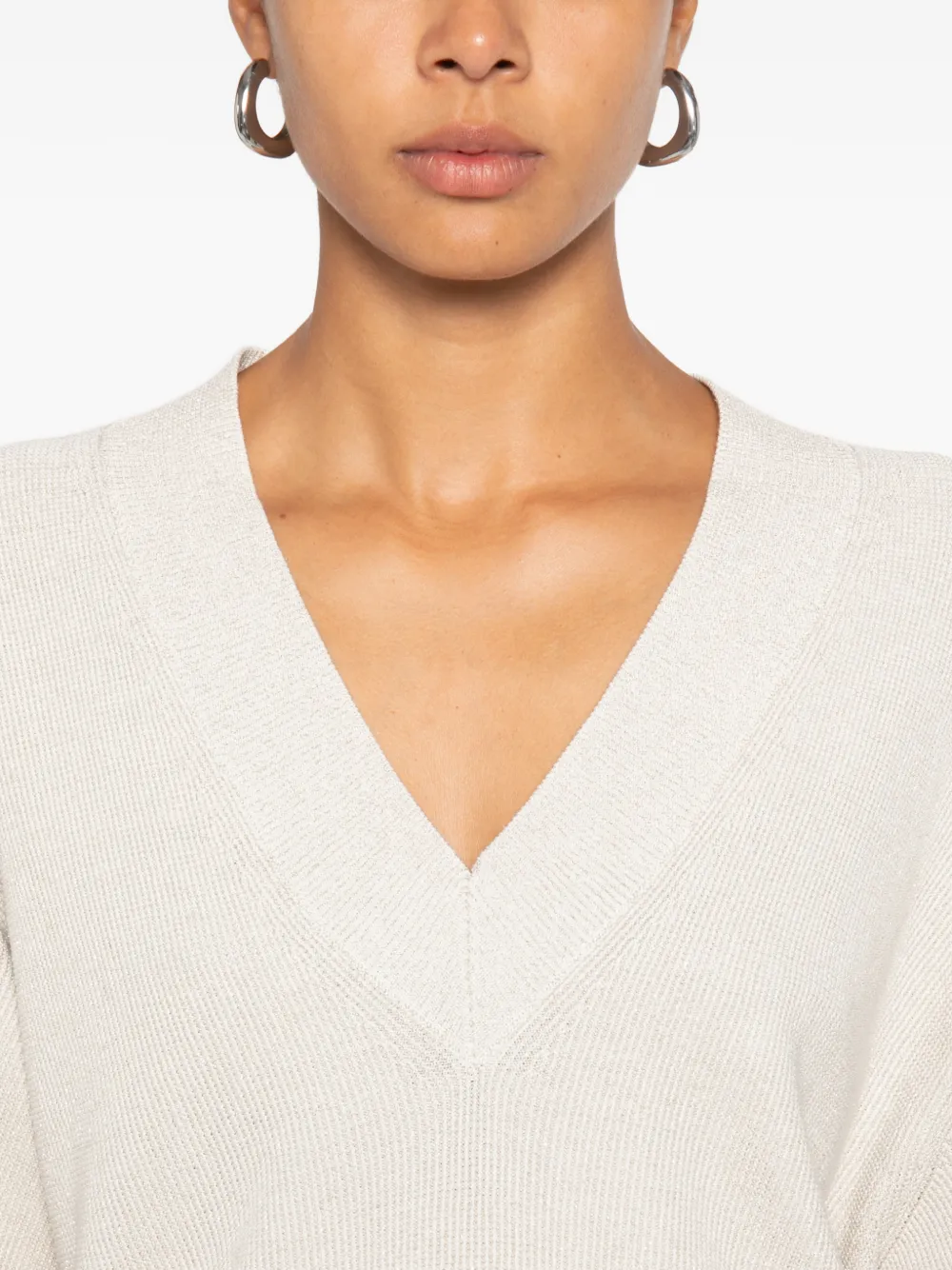 Brunello Cucinelli Trui met V-hals Beige
