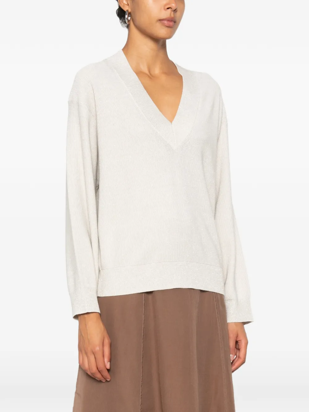 Brunello Cucinelli Trui met V-hals Beige