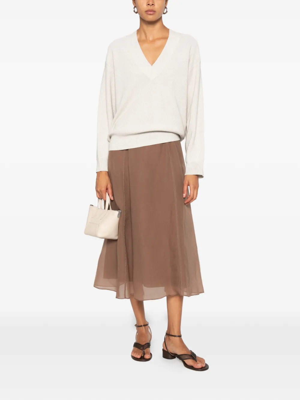 Brunello Cucinelli Trui met V-hals Beige