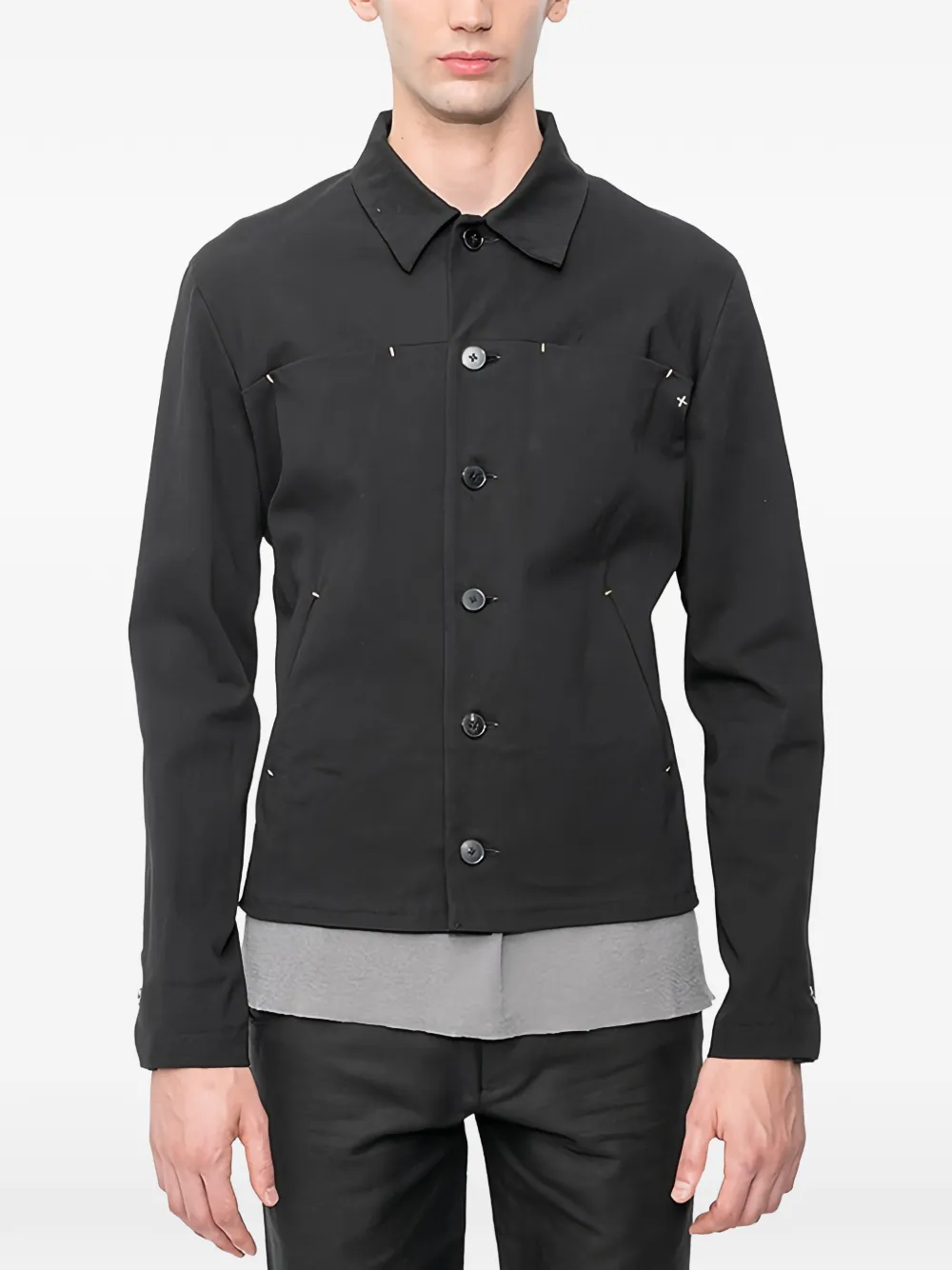Ma+ Trucker cross-stitch button-up jacket - Schwarz