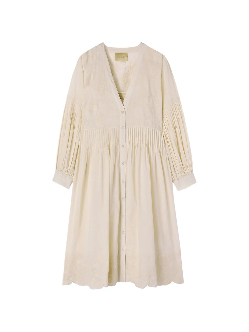 MOMONÌ embroidered micro-pleated midi dress