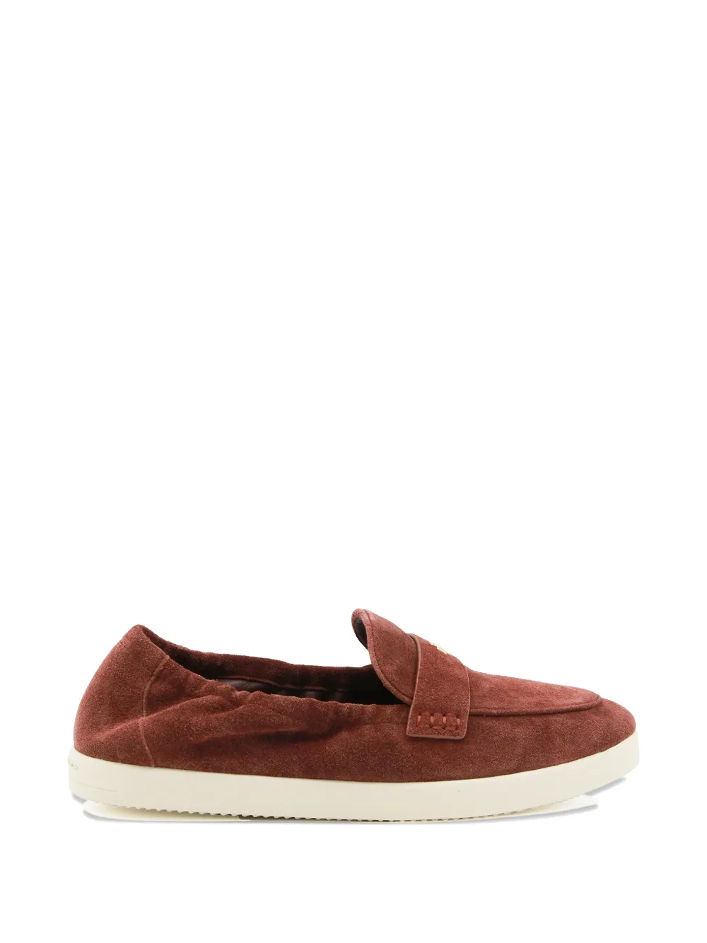 Tory Burch suede logo-plaque loafers - Marrone