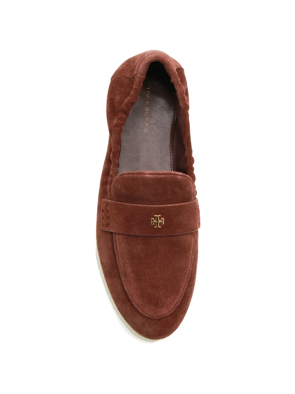 Tory Burch suede logo-plaque loafers Bruin