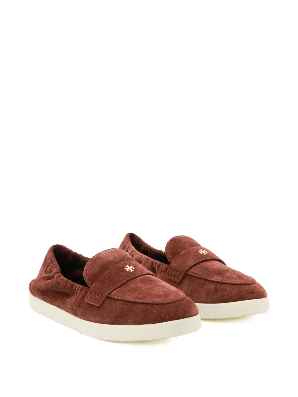 Tory Burch suede logo-plaque loafers Bruin