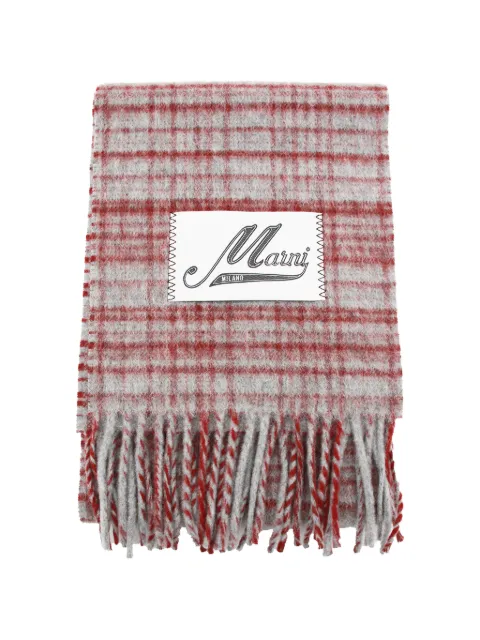 Marni check-pattern fringed scarf