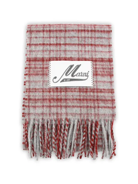 Marni check-pattern fringed scarf
