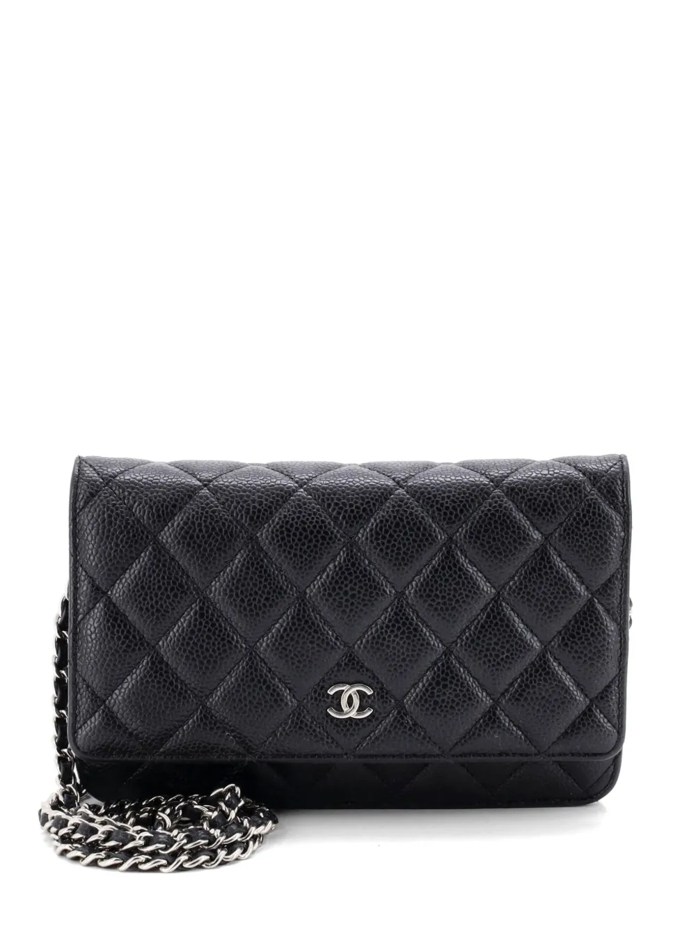 CHANEL Pre-Owned Wallet on Chain Quilted Caviar crossbody bag - Nero