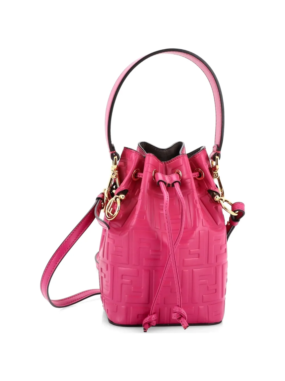 Fendi Pre-Owned Mon Tresor Zucca Embossed Leather Mini bucket bag - Rosa