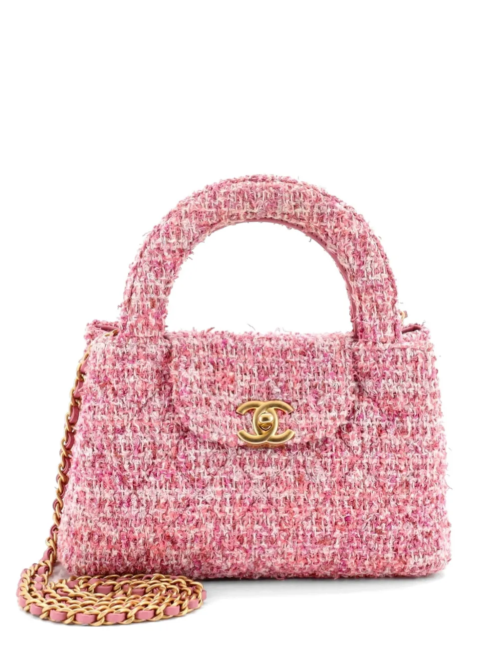 CHANEL Pre-Owned Kelly Top Handle Shopping Bag Quilted Tweed Mini satchel - Rosa