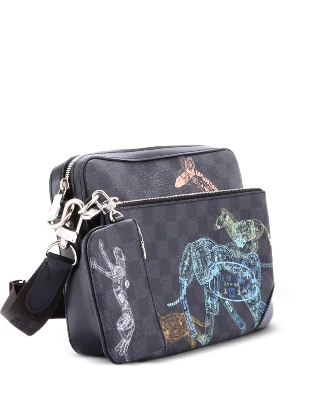Louis Vuitton Pre-Owned Trio Messenger Bag Limited Edition Wild Animals Damier Graphite crossbody bag - Black