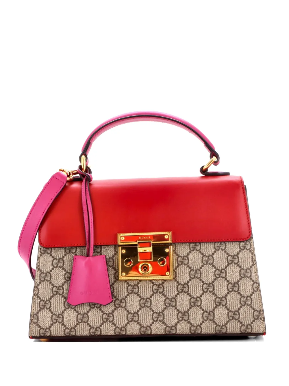 Gucci Pre-Owned Padlock Top Handle Bag GG Coated Canvas and Leather Small satchel - Rosso