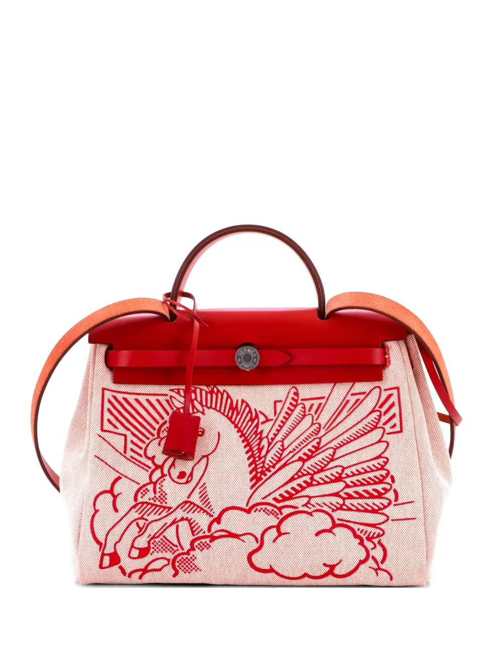 Hermès Pre-Owned Herbag Zip Pegase Pop Toile and Leather 31 shoulder bag - Rosso
