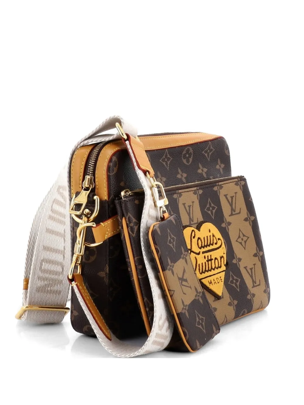 Louis Vuitton Pre-Owned Nigo Trio Messenger Bag Limited Edition Stripes Monogram Canvas crossbody bag - Marrone