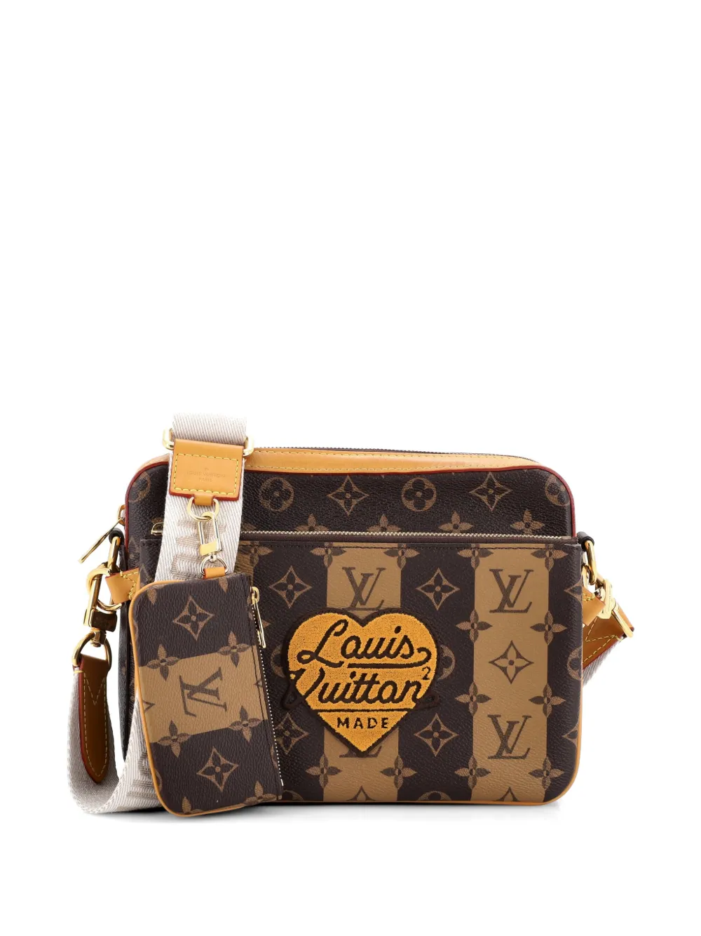 Louis Vuitton Pre-Owned Nigo Trio Messenger Bag Limited Edition Stripes Monogram Canvas crossbody bag - Marrone