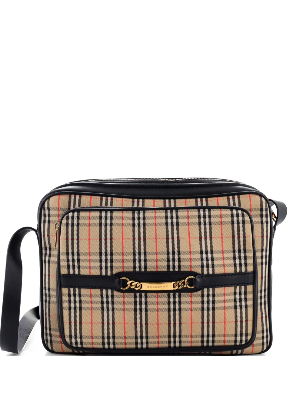 Burberry Pre-Owned Link Chain Camera Bag 1983 Knight Check Canvas Large crossbody bag - Nero