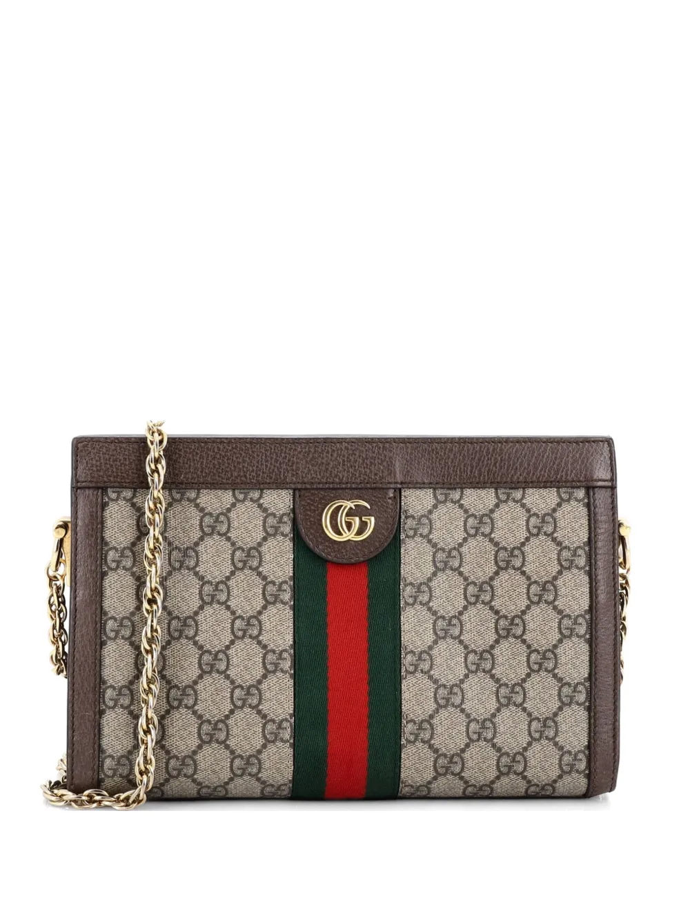 Gucci Pre-Owned Ophidia Chain Shoulder Bag GG Coated Canvas Small crossbody bag - Brown