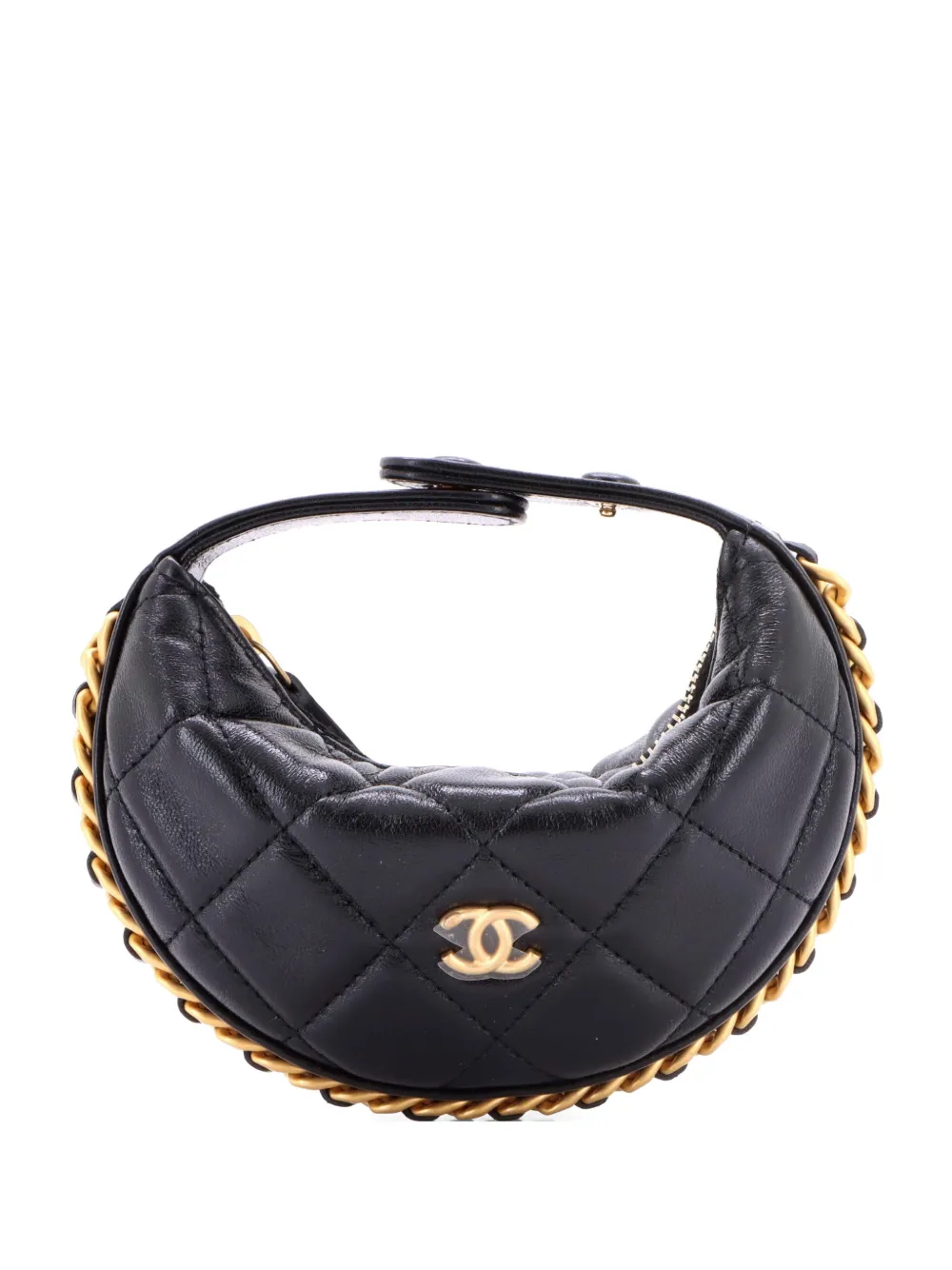 CHANEL Pre-Owned Chain Around Pouch Quilted Lambskin Extra Mini hobo bag - Schwarz